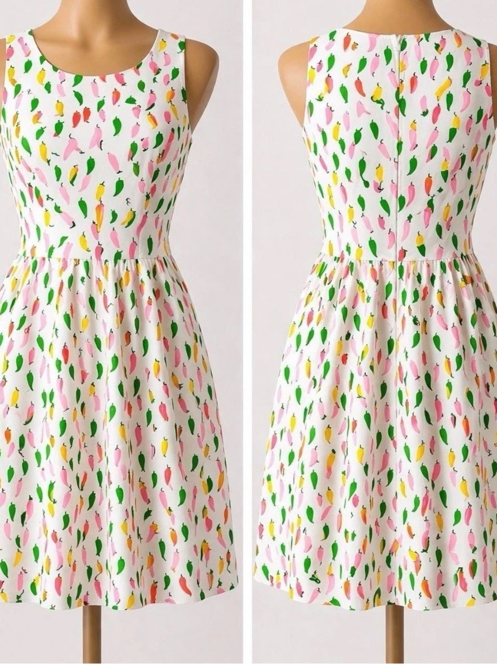 Tulip B Unique Vintage Sleeveless 100% Cotton Fit & Flare Dress Chili Pepper. S